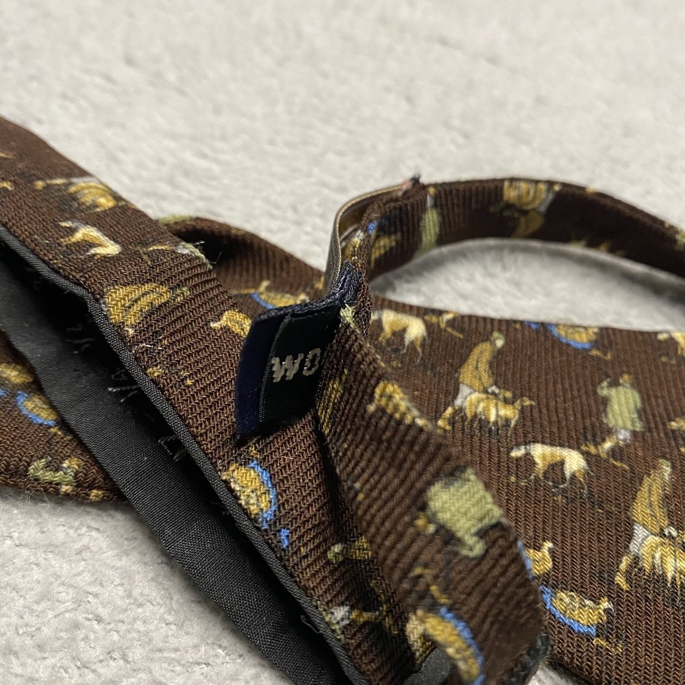 Vintage Paul Stuart Bowtie Wool Hunting Dog Print Handmade Spain - Picture 3 of 8